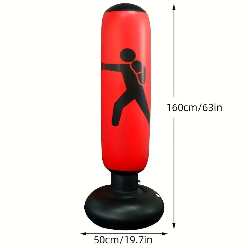 1pc Inflatable Fitness Boxing Bag Stand - Durable Martial Arts Training Aid(Red)-1
