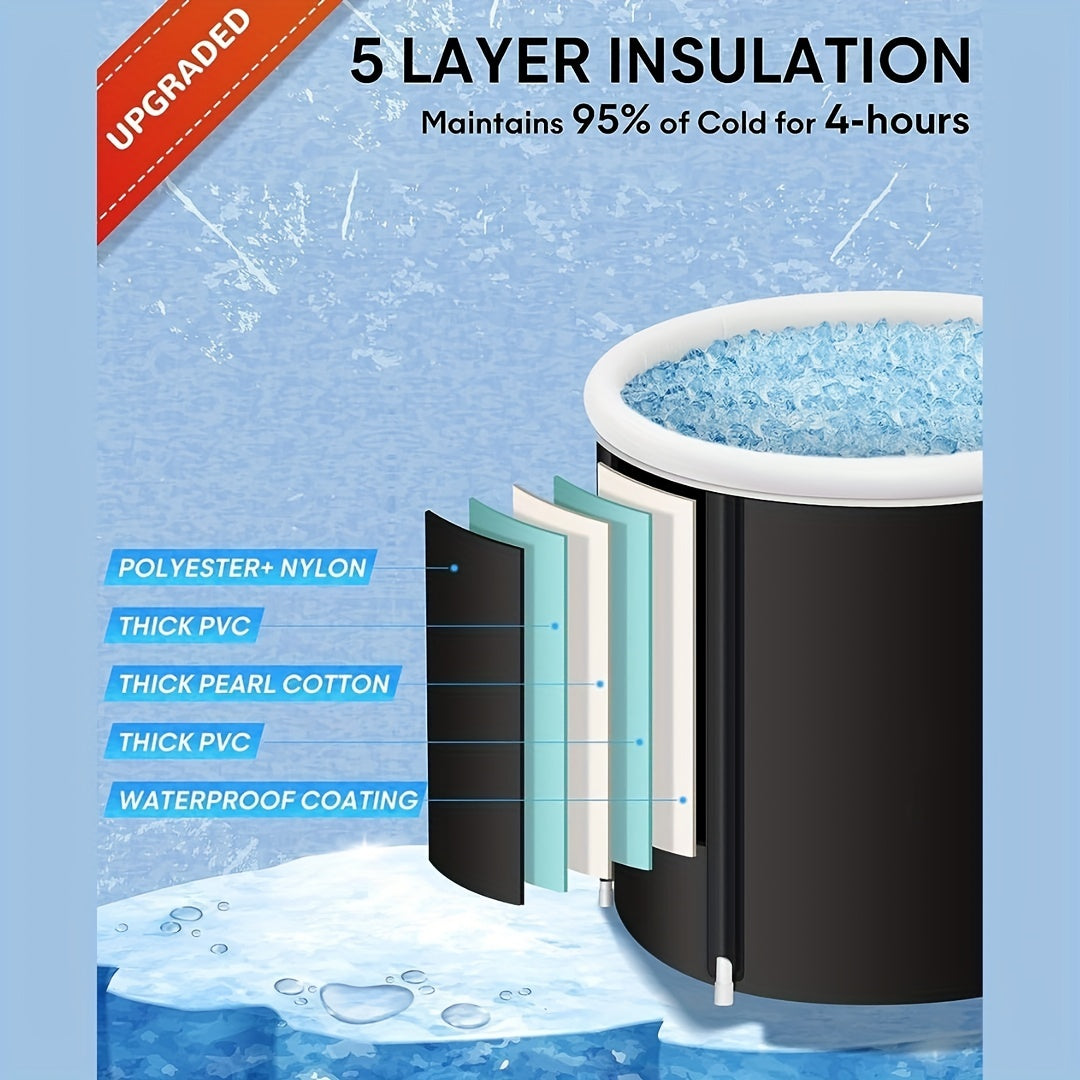 NNETM 1Pc Freestanding Ice Bath Tub for Fitness Recovery(Black)-3