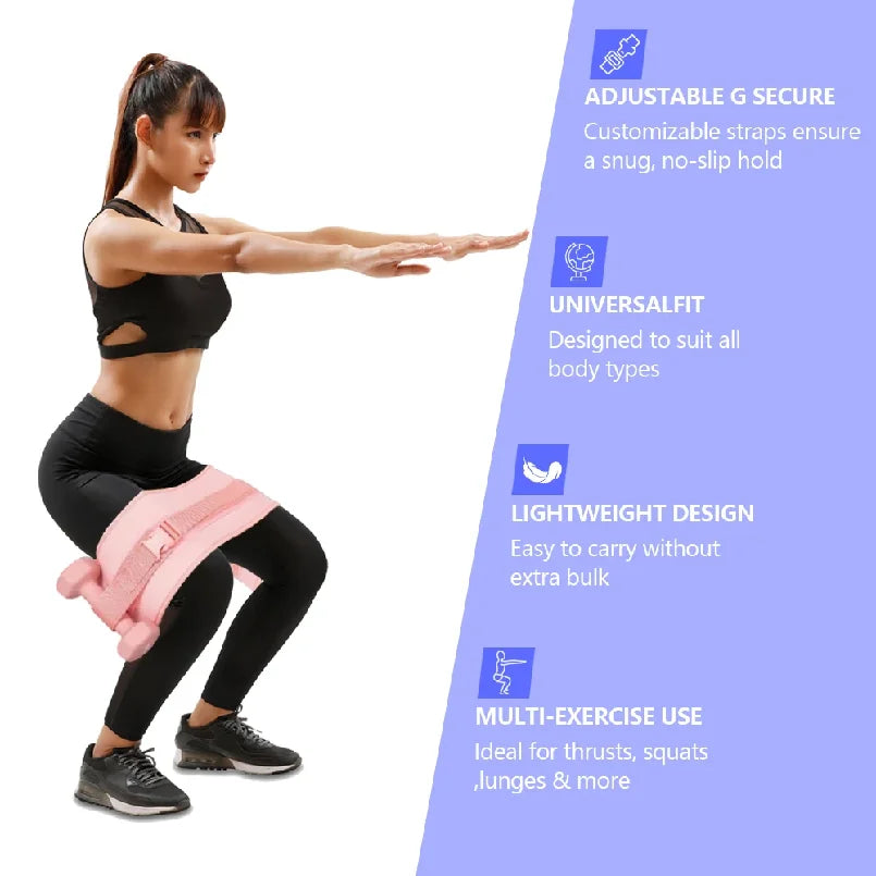 Black Thrust Belt – for Dumbbells, Kettlebells, and Plates – Slip-Resistant Padding for Hip Protection – Perfect for Gym, Home, and On-The-Go Workouts