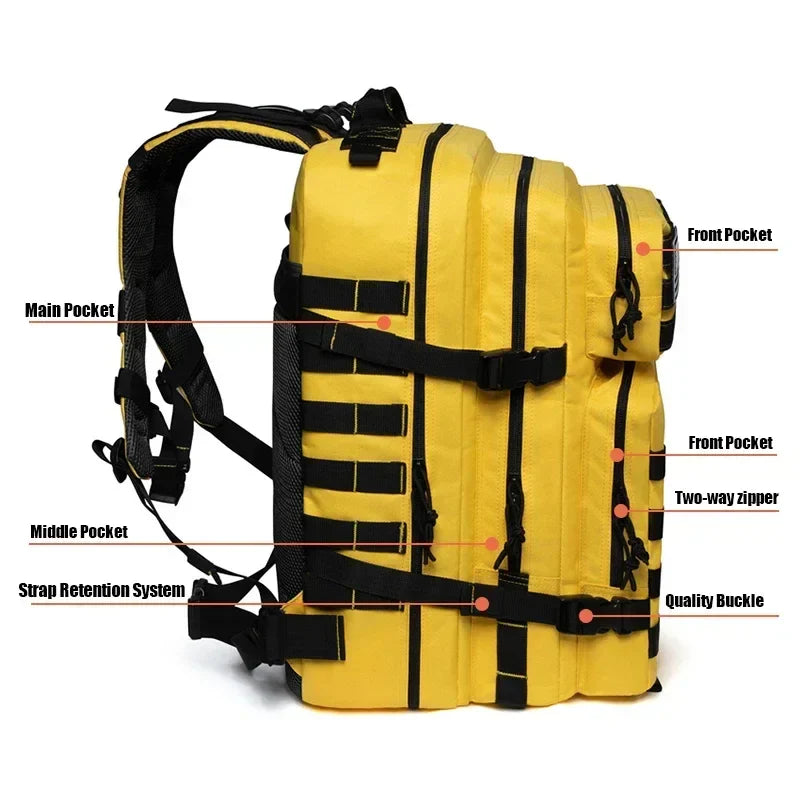 NNEOBA 45L Tactical Fitness Backpack Molle Rucksack Yellow-4