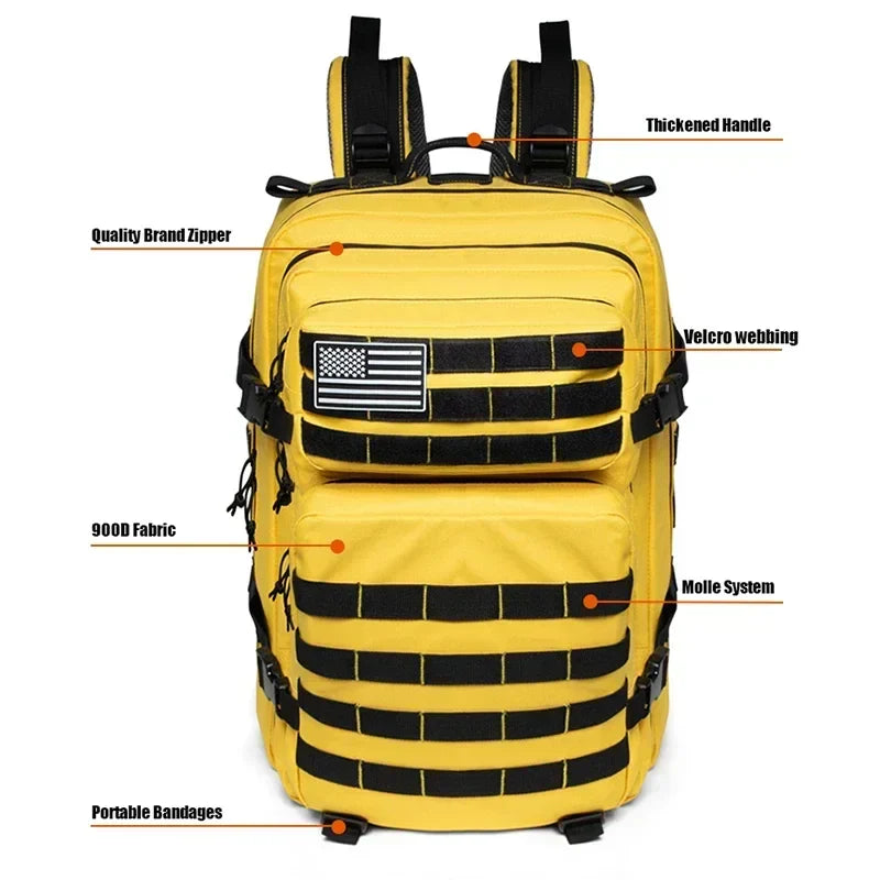 NNEOBA 45L Tactical Fitness Backpack Molle Rucksack Yellow-3