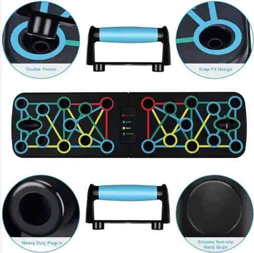 NNEDSZ Black Multi-Function Push-Up Board 3-Piece Set with Upgraded Handles, Non-Slip Mat, and Hand Grip for Home Gym and Fitness Training-2