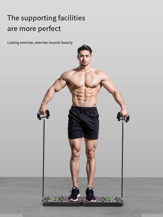 NNEDSZ Black Multi-Function Push-Up Board 3-Piece Set with Upgraded Handles, Non-Slip Mat, and Hand Grip for Home Gym and Fitness Training-3