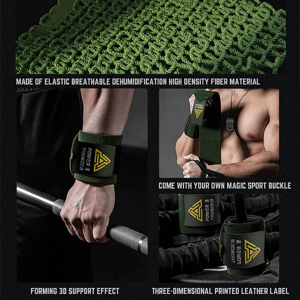 Elastic Wrist Straps for Weightlifting and Working Out, Breathable Gym Wrist Wraps for Weightlifting with Thumb Loop and Left/Right Tabs, Wrist Brace for Wrist Support and Protection, Men and Women (Pair)
