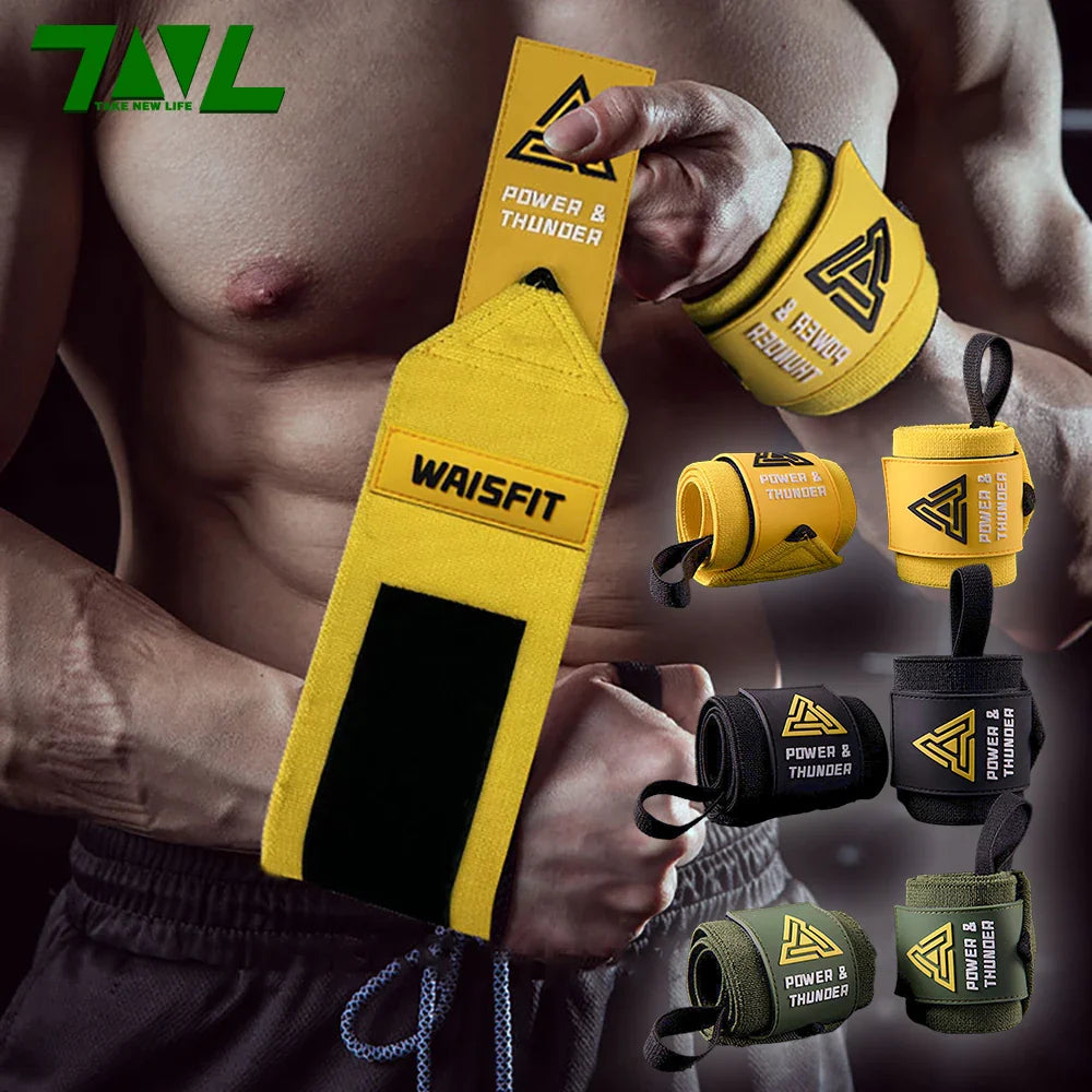 Elastic Wrist Straps for Weightlifting and Working Out, Breathable Gym Wrist Wraps for Weightlifting with Thumb Loop and Left/Right Tabs, Wrist Brace for Wrist Support and Protection, Men and Women (Pair)